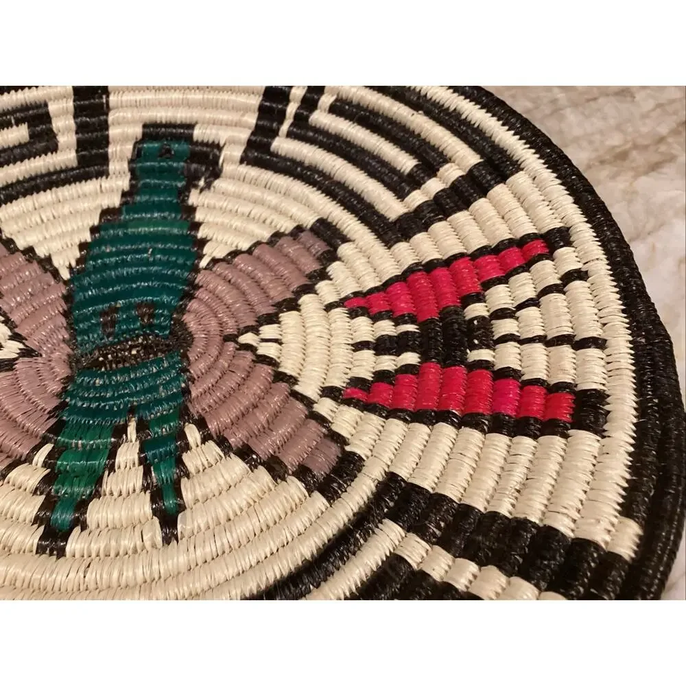 Native Wounaan Embera Panama Coil Basket Parrot And Butterfly’s 10”
